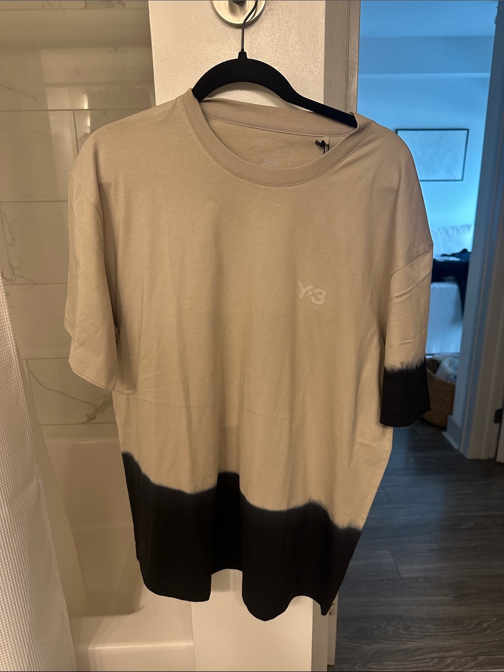 Y-3 Beige and Black Dip-Dye Short-Sleeve Logo T-Shirt